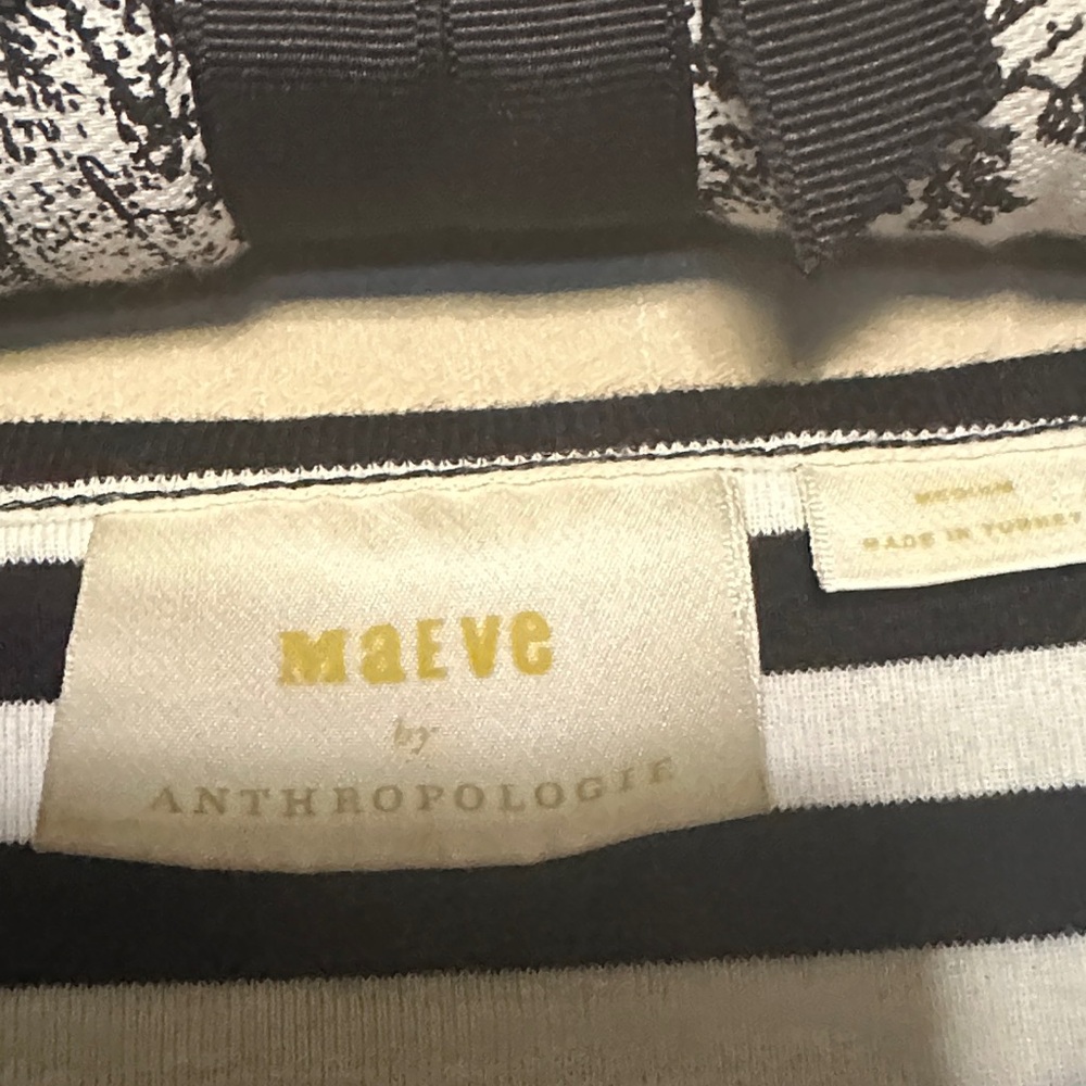 Anthropologie Maeve Flouncy  Striped Bell Sleeve Top in Black and White size M - Picture 2 of 5
